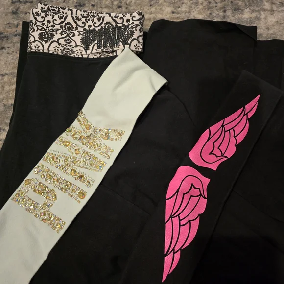 Victoria's Secret Black Leggings with Accents Set Of 3 Medium - Picture 4 of 13